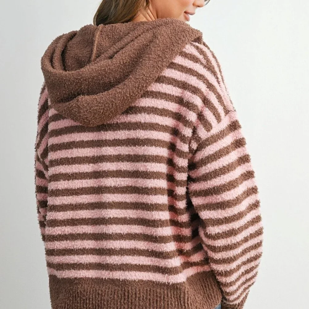 Jayden Striped Zip-Up Hooded Cardigan | Women's Fall & Winter Jacket | Striped - Picture 7 of 13